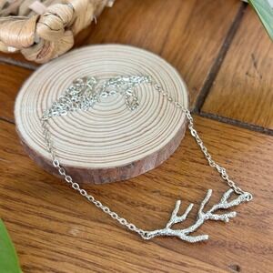 Handmade Silver Branch Necklace Women's Pendant Tree Nature Minimalist Jewelry